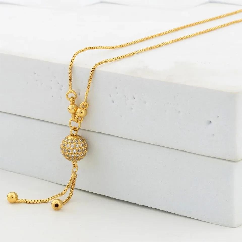 Gold Plated Zircon Ball Necklace for Women