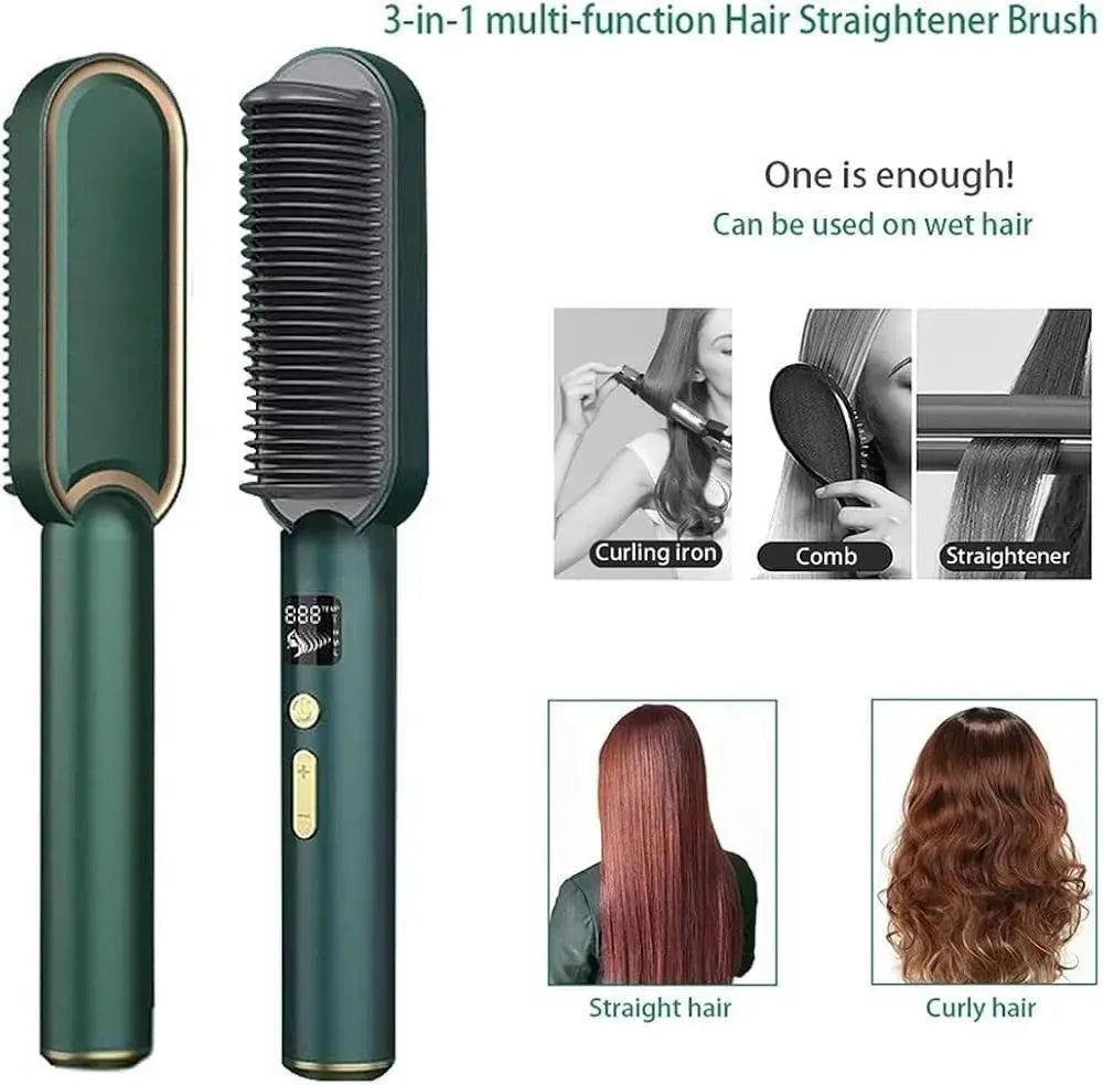 Corded Hair Straightener Brush Green 50ml ABS