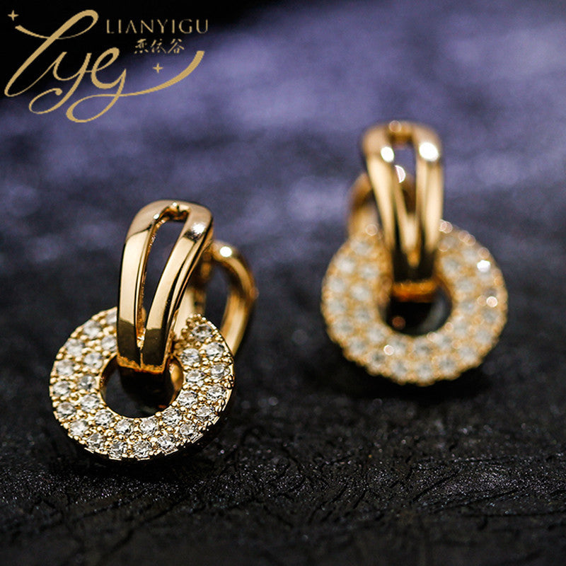 Gold Zircon Earrings Joker Design for Women