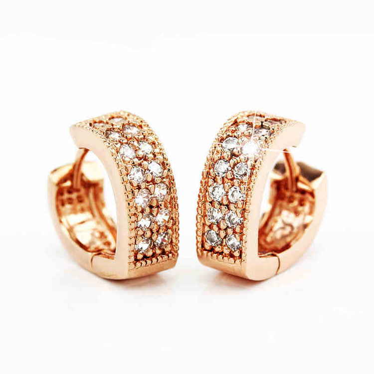 Gold Zircon Earrings Joker Design for Women
