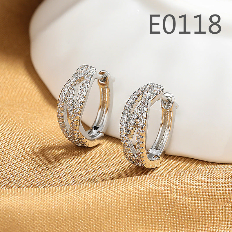 Gold Zircon Earrings Joker Design for Women