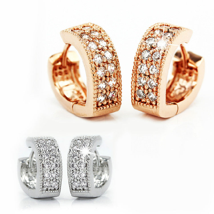 Gold Zircon Earrings Joker Design for Women