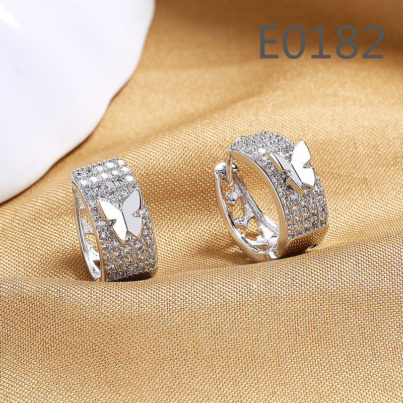 Gold Zircon Earrings Joker Design for Women