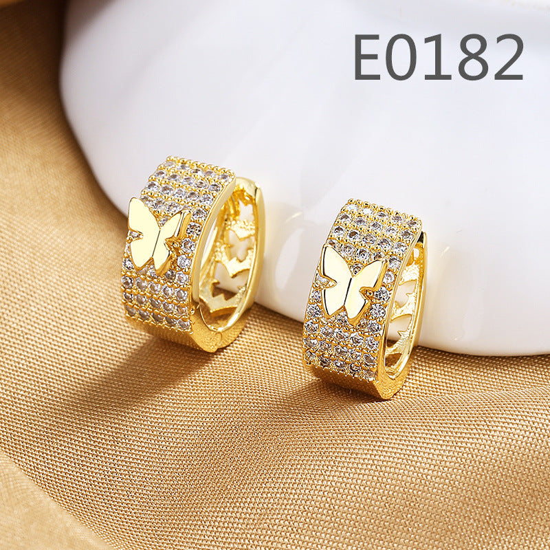 Gold Zircon Earrings Joker Design for Women