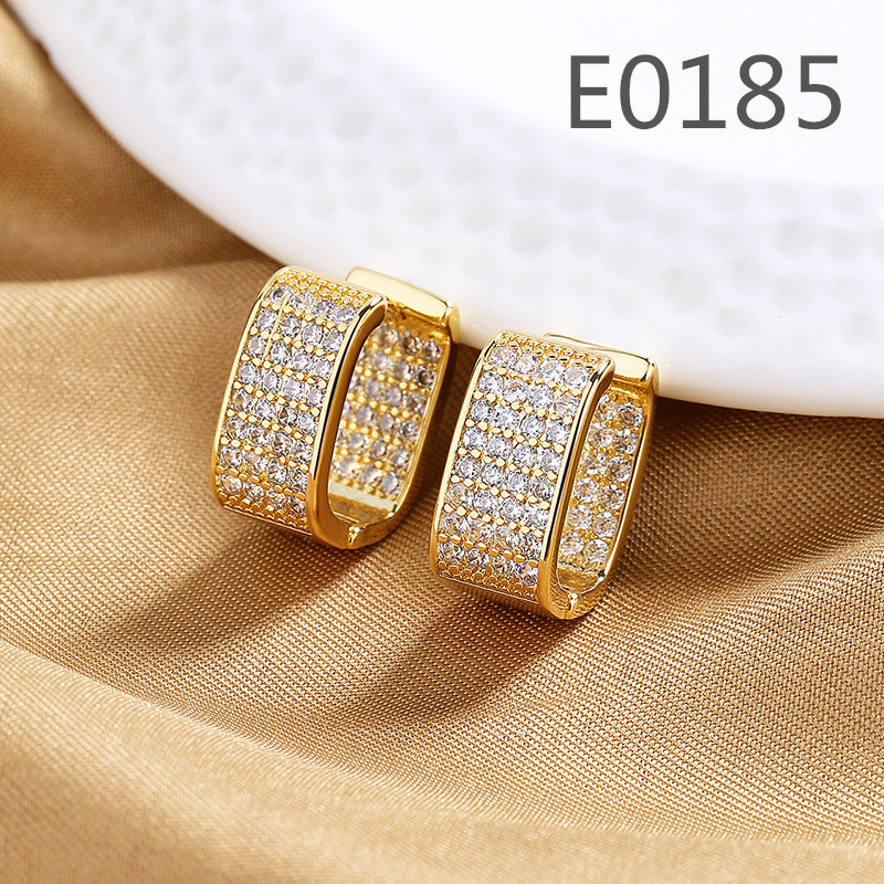 Gold Zircon Earrings Joker Design for Women