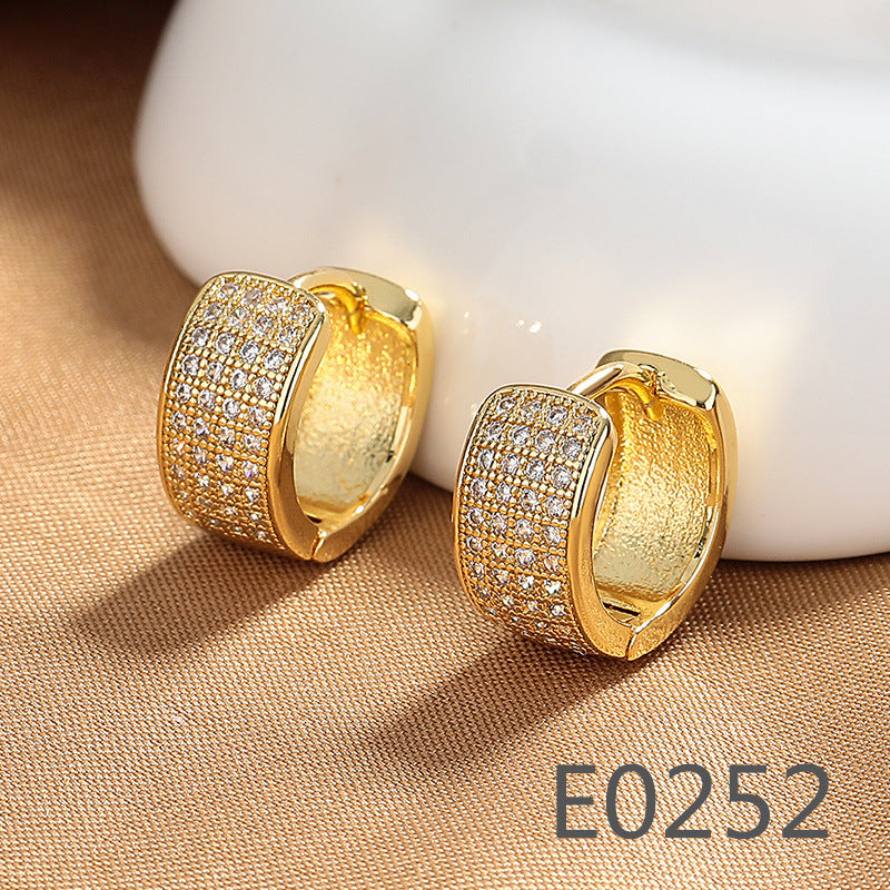 Gold Zircon Earrings Joker Design for Women