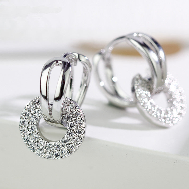 Gold Zircon Earrings Joker Design for Women