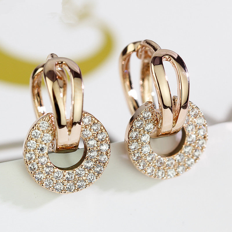 Gold Zircon Earrings Joker Design for Women