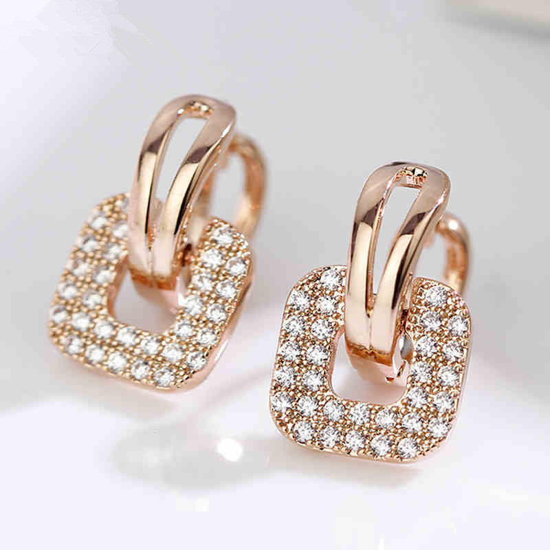 Gold Zircon Earrings Joker Design for Women