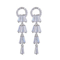 Long Tassel Ring Earrings AAA Zircon Silver